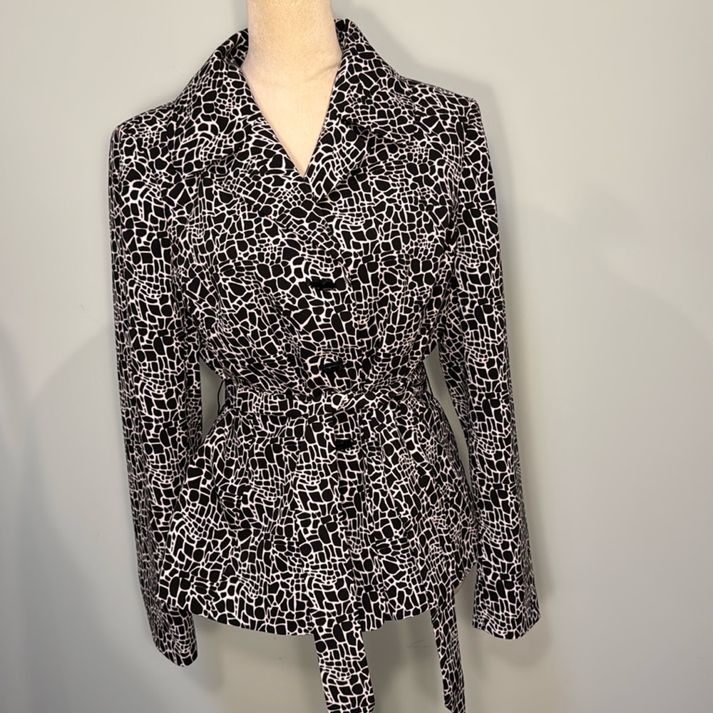 LE SUIT Essentials black and white patterned lightweight jacket Size 12